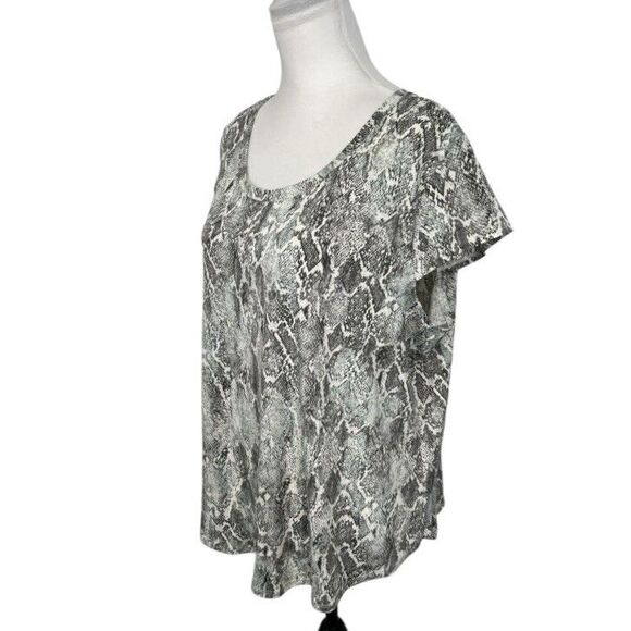 Nue Options Blouse Plus Size XXL Multicolored Snakeskin Pattern Knit Work Top - Picture 3 of 10